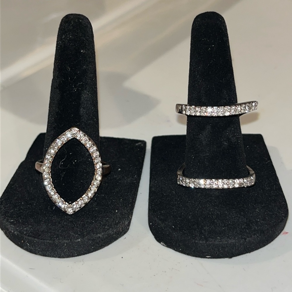 2 Rings cz & silver colored Sz 11 and 10.5 - Picture 1 of 6